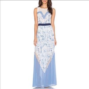 BCBGMaxazria Colorblock Pleated Maxi Dress